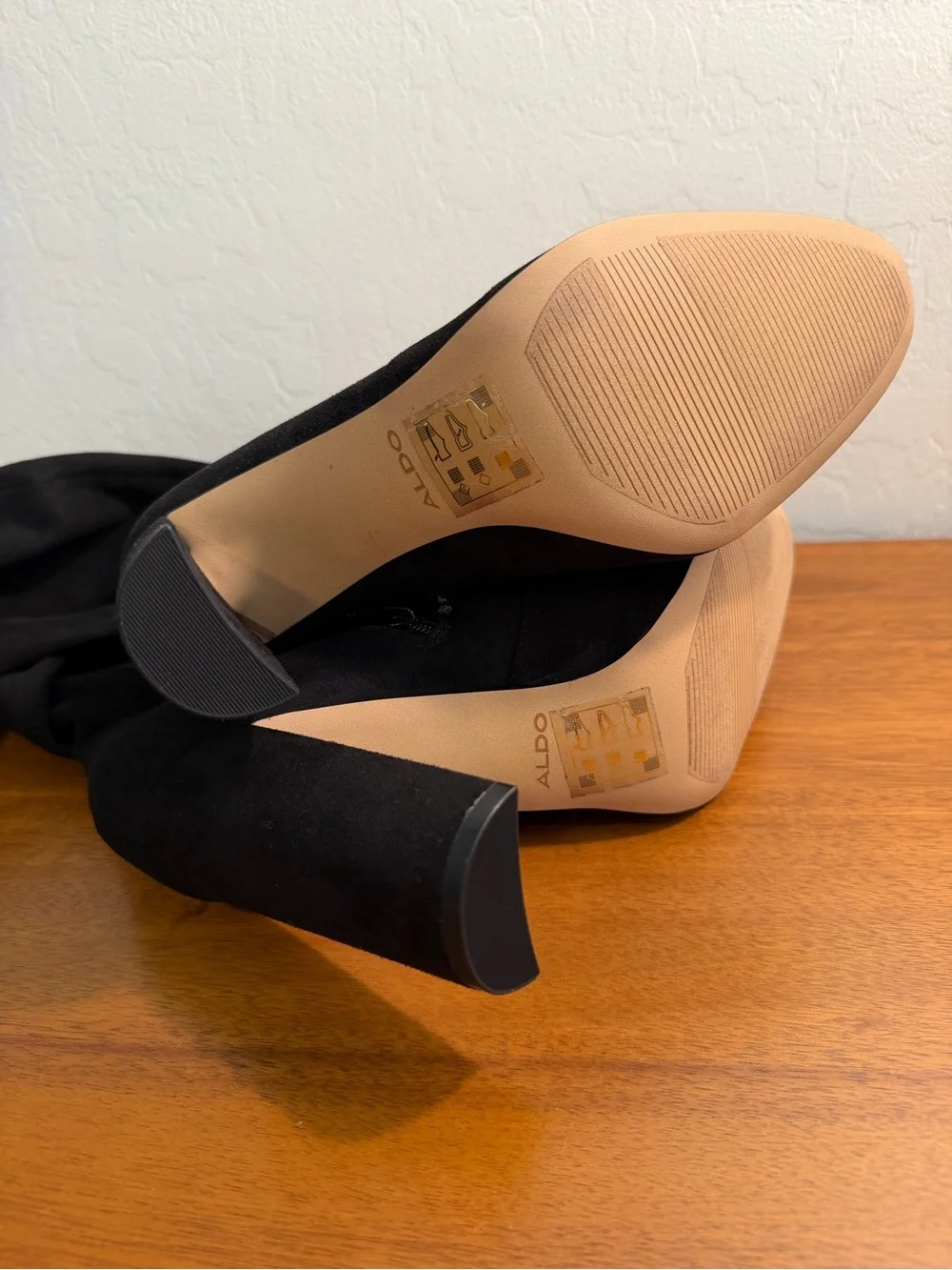 Aldo Suede Black Thigh High Boots